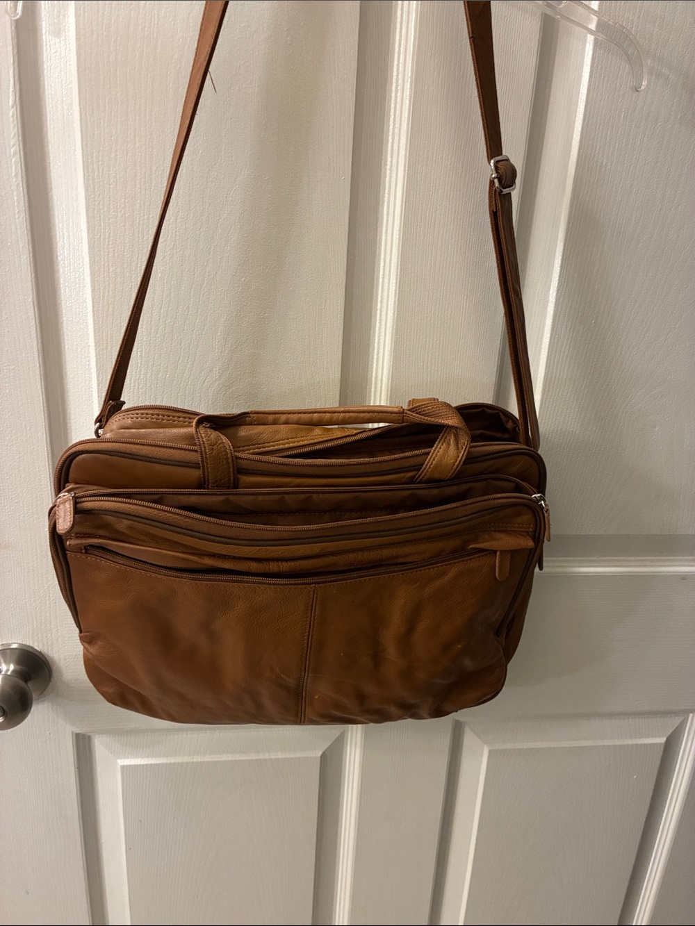 Wilson’s Men's Brown Leather Crossbody Briefcase Shoulder Bag